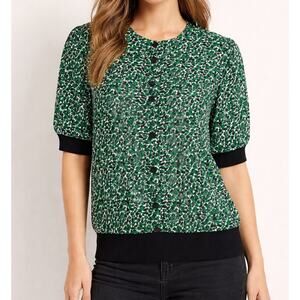 Vintage 80s Taurus II Green Floral Button Up Top Women’s Small USA Made